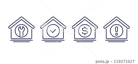 house maintenance line icons on white house maintenance line icons on white 119371027