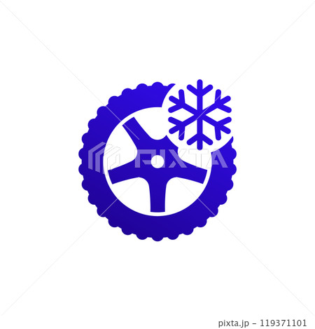 winter, snow tires icon on white 119371101