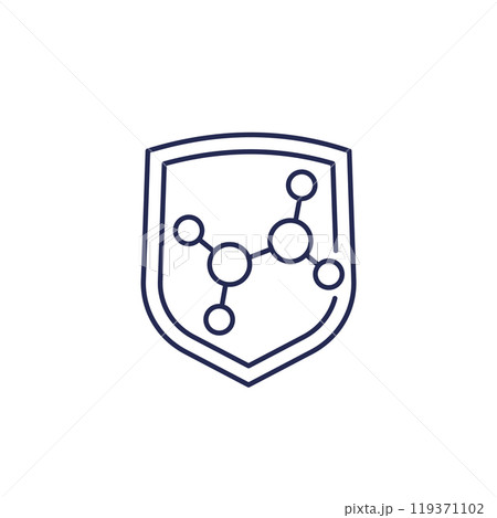 shield and molecule line icon shield and molecule line icon 119371102