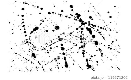 Splashes of black paint on white background, grunge style, ink blots, splashes of black paint, dirty grunge splash stains, black graffiti inkblot spots with dusty speckle effect, pattern of ink fading 119371202