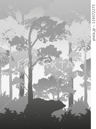 Silhouette of forest with wild animal poster. National Park illustration. World Wildlife Day Silhouette of forest with wild animal poster. National Park illustration. World Wildlife Day 119372273