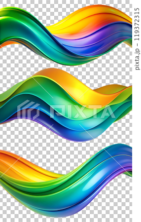 Colorful waves of abstract design flowing gracefully with vibrant hues in a stunning display of motion and energy 119372315