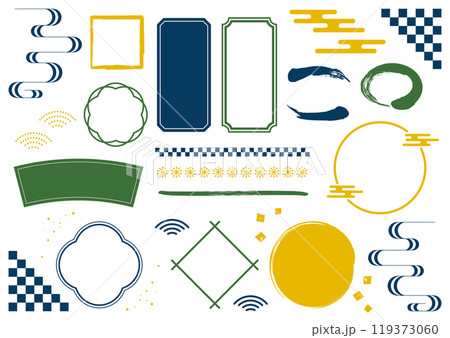 和風　フレーム　あしらい　シンプル　セット　月見カラー　秋 119373060