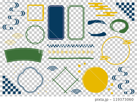 和風　フレーム　あしらい　シンプル　セット　月見カラー　秋 119373060