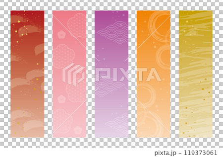 和風　帯　縦長　ベクター　暖色系　カラフル	 119373061