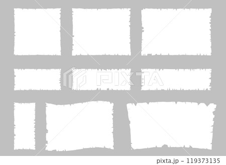 破れた紙　セット　白　古い紙　メモ	 119373135