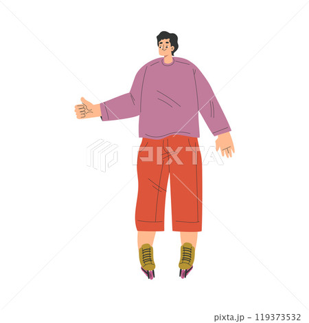 Man Character Roller Skating Ride on Rollers Vector Illustration Man Character Roller Skating Ride on Rollers Vector Illustration 119373532
