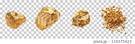 Pure gold nugget rock, precious stone, specimen PNG set bundle transparent background isolated graphic resource cutout. Lapidary, geology, rockhounding, collecting, gemstone, mineral 119375423