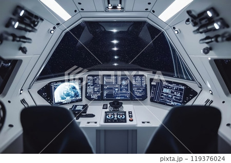 Spaceship control room interior Spaceship control room interior 119376024