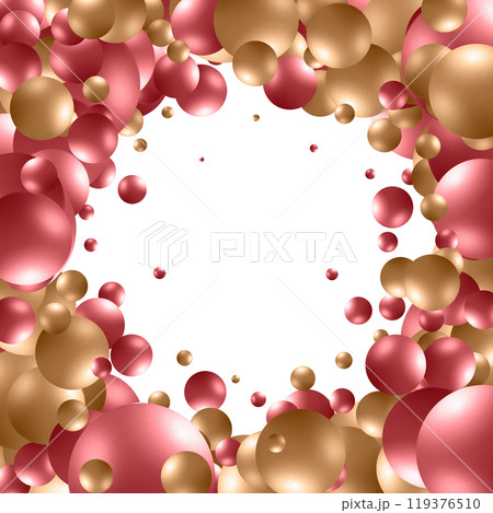 abstract pattern with glass red and gold balls or precious pearls. Glossy realistic ball. 3d vector illustration. Eps 10 119376510