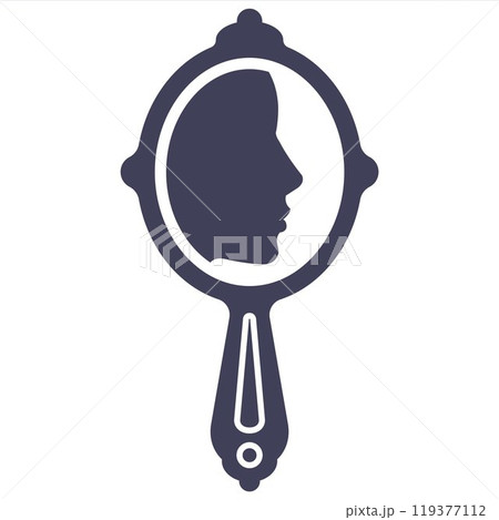 black icon reflection of woman in mirror. black icon reflection of woman in mirror. 119377112