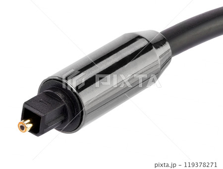 Black optical audio cable connector with gold tip 119378271