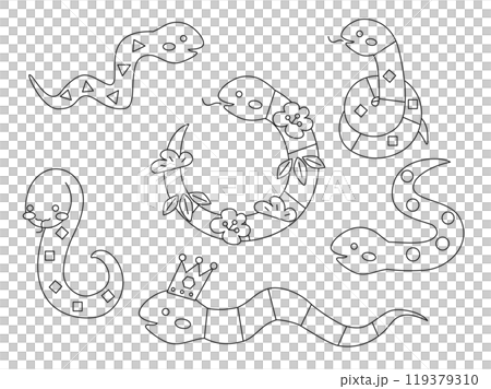 一組線條畫蛇人物插圖,可用於蛇年新年賀卡。 一組線條畫蛇人物插圖,可用於蛇年新年賀卡。 119379310