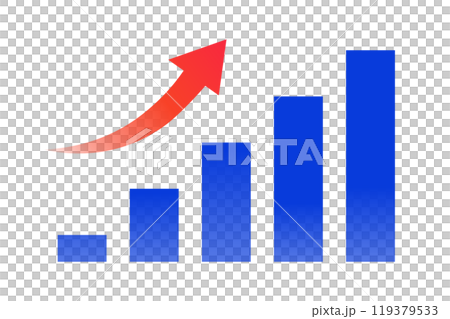 Long graph rising red arrow gradient 119379533