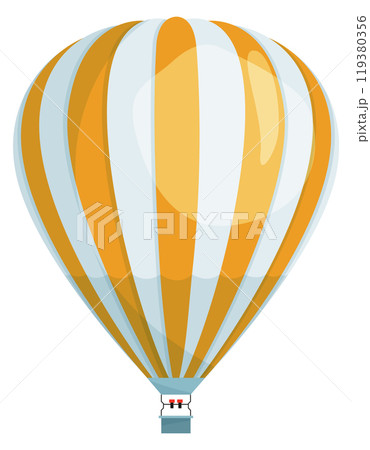 Striped hot air balloon. Cartoon travel airship 119380356