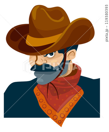 Wild west criminal. American gangster cartoon portrait 119380393