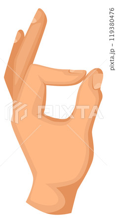 Ok gesture icon. Cartoon positive hand sign 119380476