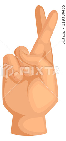 Crossed fingers hand gesture. Wish for luck sign 119380485