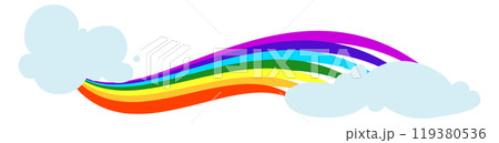 Rainbow curve. Summer miracle symbol. Sky clouds Rainbow curve. Summer miracle symbol. Sky clouds 119380536