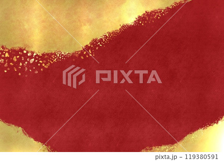 赤色の紙と金箔の高級感のあるめでたい和風イメージの背景素材 赤色の紙と金箔の高級感のあるめでたい和風イメージの背景素材 119380591
