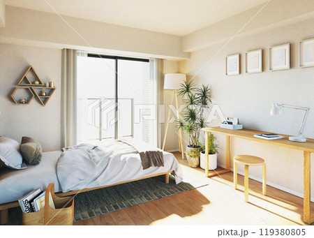 一人暮らしの部屋　ナチュラルテイストのグリーンインテリア 119380805