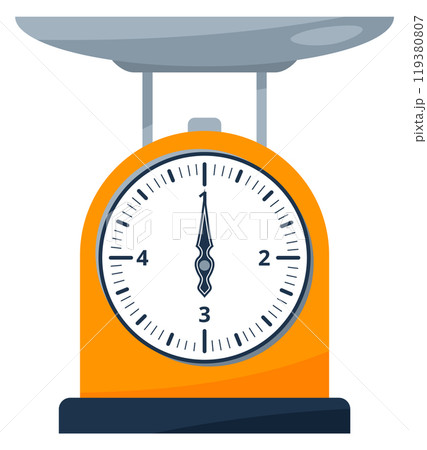 Kitchen scales cartoon icon. Food weight measurement 119380807