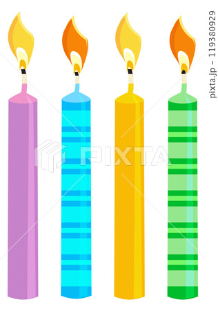 Cake candles cartoon icon. Colorful party decoration 119380929