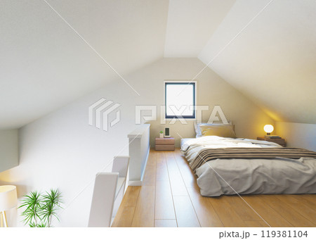 ロフトのある暮らし　一人暮らしの部屋	ナチュラルカラーのインテリア 119381104