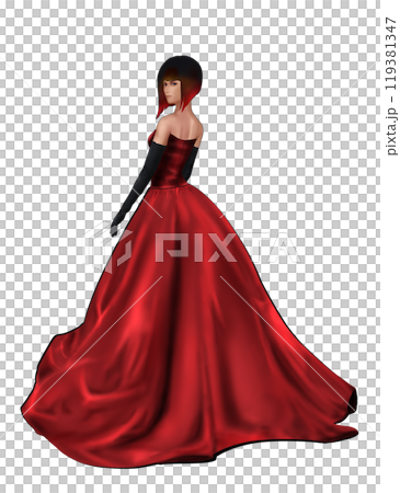 人物画 赤いドレスの女性 赤いドレスを着た女性のイラスト素材 [119381347] - PIXTA