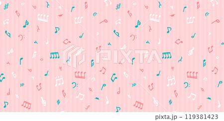 レトロポップ：シンプルな手描きの音符のベクターイラストセット 119381423