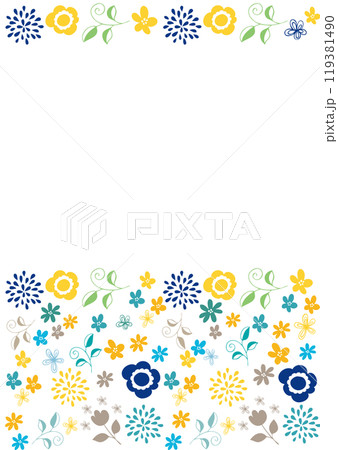 北欧風 素朴な花柄 フレーム2 縦 北欧風 素朴な花柄 フレーム2 縦 119381490