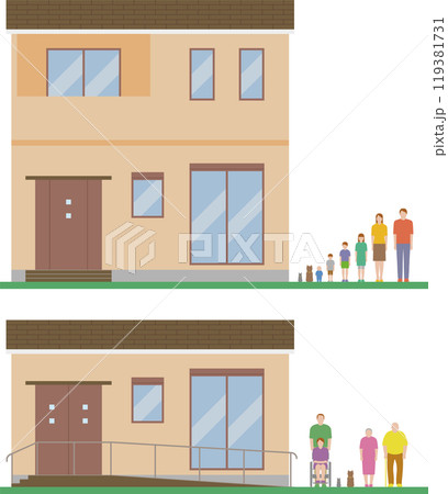 二階建てと平屋の住宅。家族構成の変化と減築リフォーム 119381731