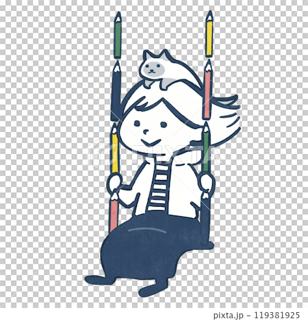 鉛筆ぶらんこに乗った女の子 鉛筆ぶらんこに乗った女の子 119381925