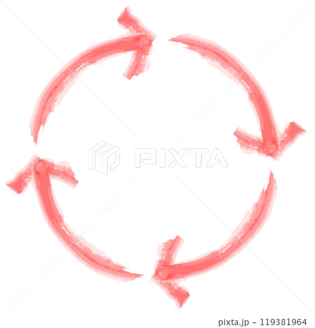 赤色のリサイクルの矢印水彩イラスト 119381964