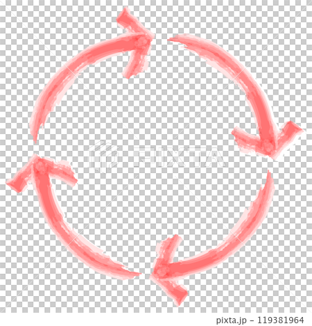 赤色のリサイクルの矢印水彩イラスト 119381964