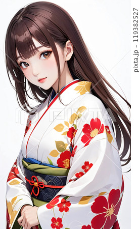 着物を着た若い日本人女性のイラスト素材 [119382527] - PIXTA