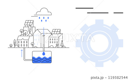 Sustainable Urban Water Collection System with Solar Panels and Water Storage Tank 119382544