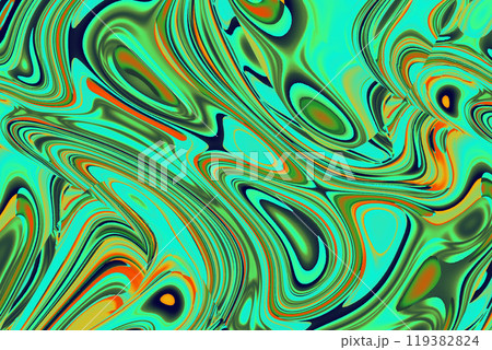 カラフルなマーブル模様 エメラルドグリーン オレンジ 119382824