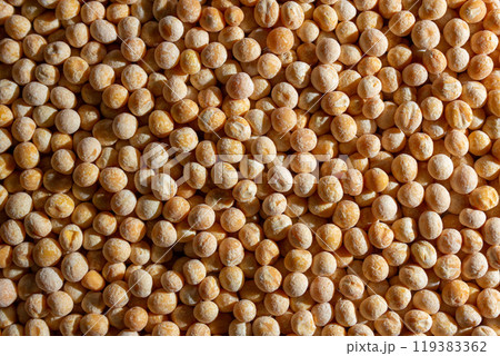 Uncooked Yellow Polished Peas Background Uncooked Yellow Polished Peas Background 119383362