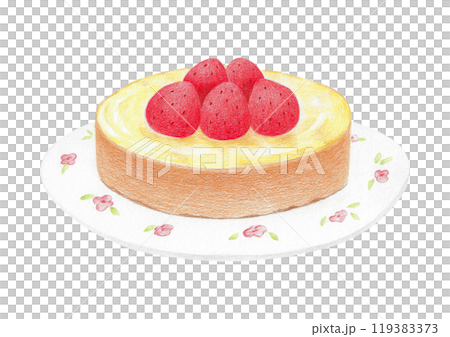 Strawberry cake illustration drawn with colored pencil. Strawberry cake illustration drawn with colored pencil. 119383373