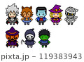 ハロウィンのキャラクターのピクセルアート 119383943