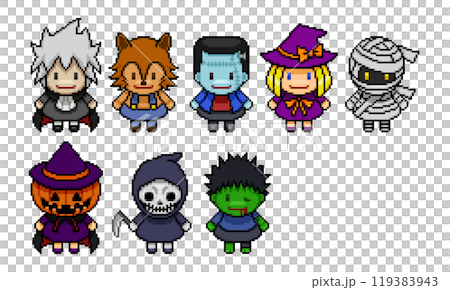 Halloween character pixel art Halloween character pixel art 119383943