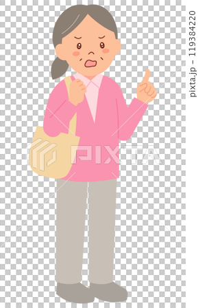 クレームを入れるシニア女性 119384220