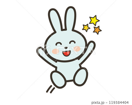 ジャンプして大喜びするかわいいうさぎさんのイラスト ジャンプして大喜びするかわいいうさぎさんのイラスト 119384404