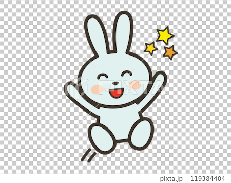 Illustration of a cute bunny jumping with joy 119384404