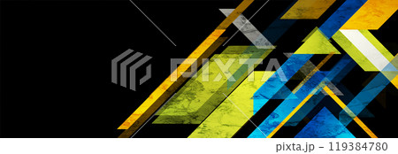 Multicolored geometric shapes grunge tech abstract background Multicolored geometric shapes grunge tech abstract background 119384780