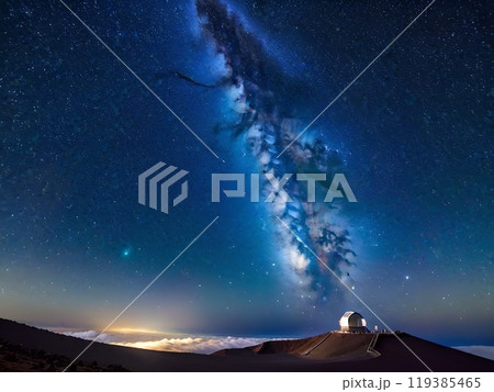 山頂で観測する満天の星 119385465