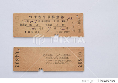 指定席特急券 つばさ1号 湯沢→上野 昭和47年湯沢駅発行券裏表 指定席特急券 つばさ1号 湯沢→上野 昭和47年湯沢駅発行券裏表 119385739