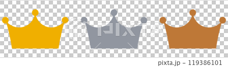 1位・2位・3位(金・銀・銅)の王冠のイラストセット 1位・2位・3位(金・銀・銅)の王冠のイラストセット 119386101