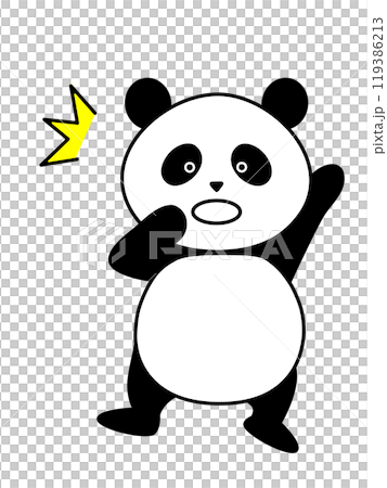 Surprised panda character leaning back 119386213